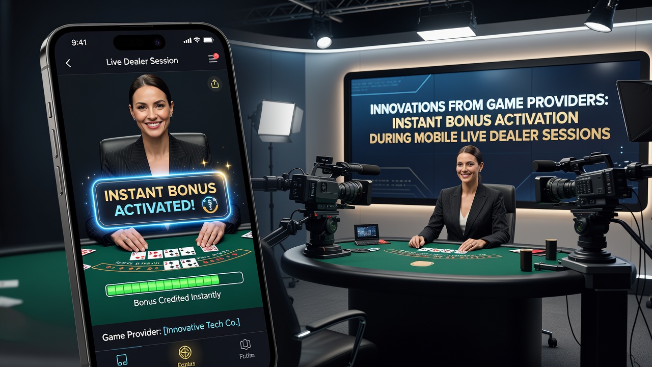 Mobiele app interface met live dealer en geactiveerde bonus